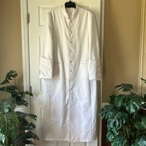 Tony Blake Long-Sleeve Button-Up Priest Robe Pckts & Embroidered Cross ~ Size L